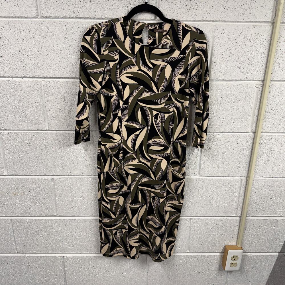 J McLaughlin Size S Catalyst Ponte Knit Dress Pop Feather Pockets Office Preppy
